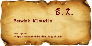Bendek Klaudia névjegykártya